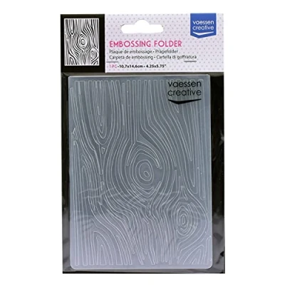 Image of Vaessen Creative Embossing Folder, Wood Grains 5,7x4,25x0,19 inches, 1 Unit, for Birthday, Birth, Christmas Cards and Paper Crafts