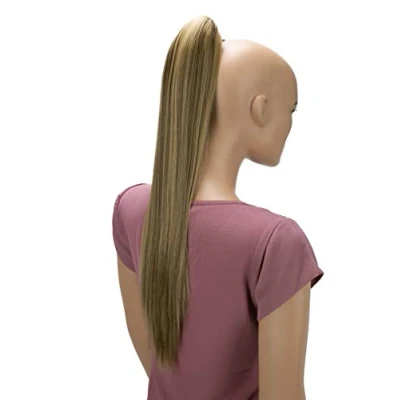 Image of CAISHA 24&quot; Hairpiece Ponytail Clip On Extension Long Hair Straight Brown Blond Streaked H627