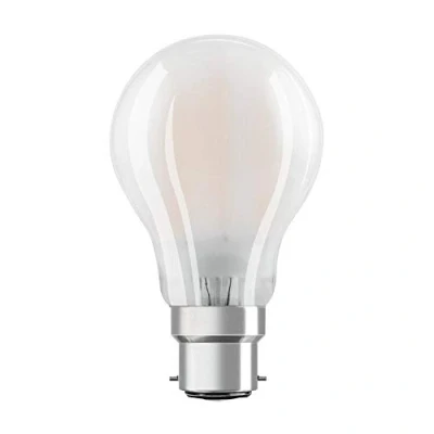 Image of OSRAM Dimmable Filament LED lamp with B22d base, warm white (2700K), classic bulb shape, 8W, frosted glass, replaces standard 75W bulb, 1 pack