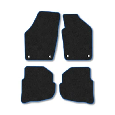 Image of Car Mats Compatible with VW Polo (2004 2009) Tailored Fit Blue Carpet Floor Set Accessory Custom 4 Pieces Anti Slip Backing &amp; Binding Trim Edge