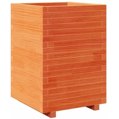 Image of vidaXL Garden Planter Wax Brown 50x50x72.5 cm Solid Wood Pine
