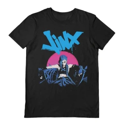 Image of Pyramid International Arcane (Jinx Chair) Black Large Unisex T Shirt ‚ League of Legends Apparel, Gaming Fan Character