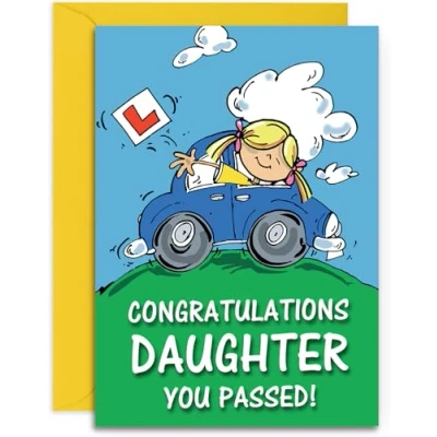 Image of Daughter Driving Test Pass Congratulations Card Medium Sized