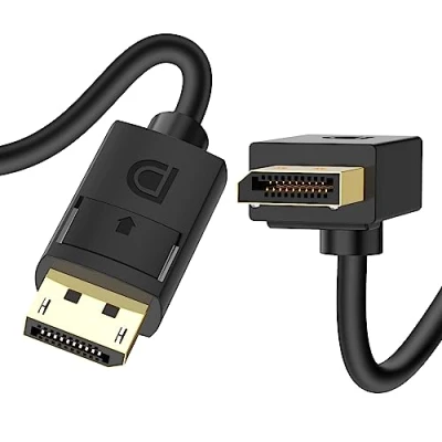 Image of J&amp;D Angled Displayport 1.4 Cable, 90 Degree Upward Right Angle Cable V1.4 Support up to 8K/60Hz, 4K/144Hz, 1 Meter