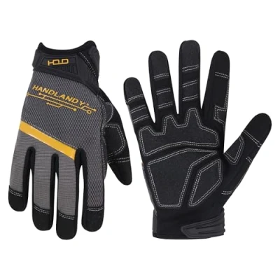 Image of HANDLANDY Mens Work Gloves with Touch Screen Fingertips, Breathable &amp; Flexible Mechanic Working Gloves,Craftsman,Outdoor, Yard Glove