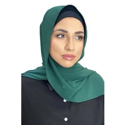 Image of 180X80 Chiffon Maxi Plain Scarf Hijab Sarong Shawl Large Wrap (Bottle Green)