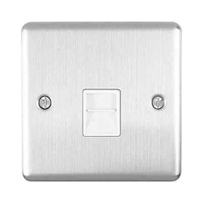 Image of Enhance Decorative Telephone Slave Satin Stainless Finish With White Trim