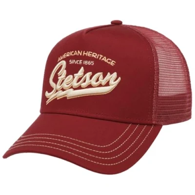Image of Stetson Since 1865 Trucker Cap Men Snapback Baseball Snapback, with Peak, Peak Summer Winter One Size red