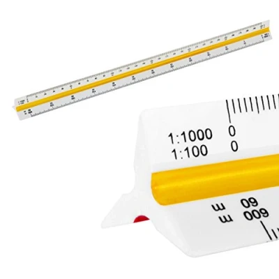 Image of Scale Triangular Ruler Triangle 1: 25/250/2500, 50/500, 100/1000, 150/1500, 200/2000, 125/1250, 30cm Long for Architects Landscape Architect Engineer