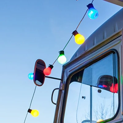 Image of Lights4fun 30 Multi Coloured LED Festoon Party String Lights for Indoor Outdoor Use Mains Powered 7.25m Waterproof IP44