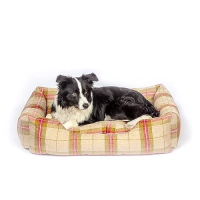 Image of Danish Design Newton Moss Orange Brown Check Machine Washable Dog/Puppy Snuggle Bed 34 Inch