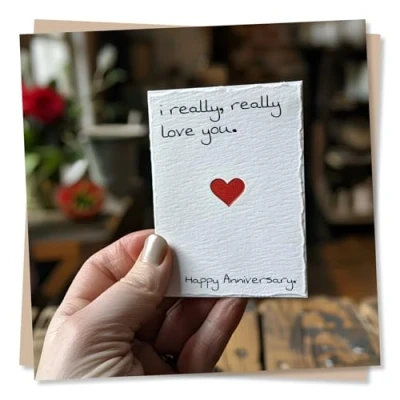 Image of Happy Anniversary Card For Your Partner I Really Love You Heart Letter Design Husband, Wife, Boyfriend, Girlfriend