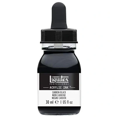 Image of Liquitex 4260337 liquid professional acrylic paints ink, 30 ml, highly pigmented airbrush paint, carbon black