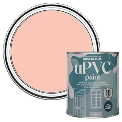 Image of Rust Oleum Peach uPVC Door and Window Paint In Satin Finish Happy As A Clam 750ml