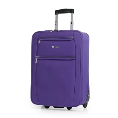 Image of ITACA Soft Cabin Suitcase Travel Small with Wheels EVA Hand Luggage Case Telescopic Handle Lightweight Carry on Zippered Compartment Luggage, Purple