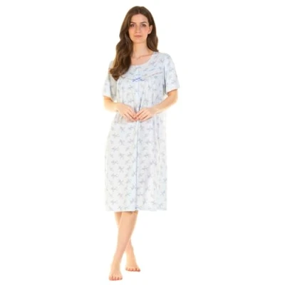 Image of Undercover Ladies &#039;Primrose in Bloom&#039; Jersey Short Sleeve Nightie 05350 Blue XL 2XL
