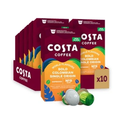 Image of Costa Bold Colombian Single Origin Aluminium Coffee Pods (Pack of 10, Total 100 Capsules)