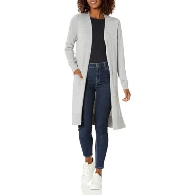 Image of Amazon Essentials Women&#039;s Lightweight Longer Length Cardigan Jumper (Available in Plus Size), Light Grey Heather, XL