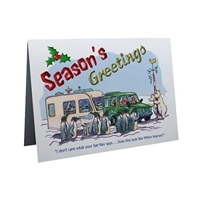 Image of Caravan Caravanning Merry Christmas Humour Cartoon A5 Funny Blank Greeting Card by Armand Foster