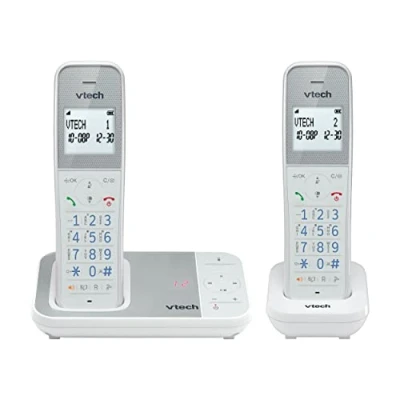 Image of VTech XS1051 DECT Cordless Phone with Answering Machine, 2 Handsets, Landline House Phone, AntiBacterial Plastic, Call Block, Volume Booster, Handsfree, Speed Dial, illuminated Display and Keypad