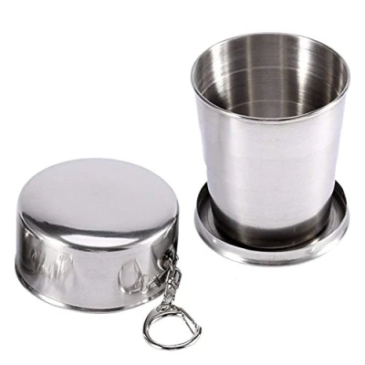 Image of Yosoo Collapsible Stainless Steel Glass Cup for Camping Travel Hiking (L)