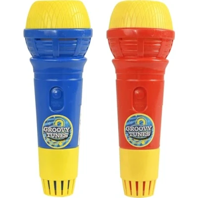 Image of IBEX MART Groovy Tunes Echo Microphones Red &amp; Blue Great Singing Toy Prop Mic For Kids And Adults Girls Boys Pack of 2