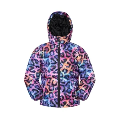 Image of Mountain Warehouse Printed Seasons Boys Padded Jacket Water Resistant Puffer Coat, Lightweight Microfiber Filling with Elasticised Cuffs &amp; Two Front Pockets Bright Orange Kids Size 5 6 Years