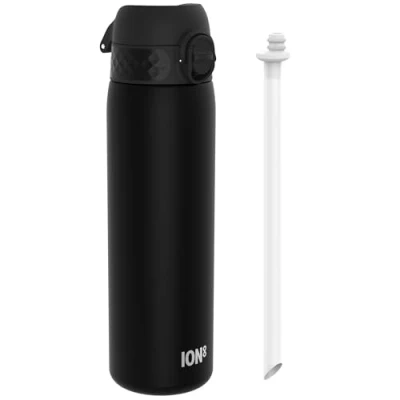 Image of ION8 500ml Water Bottles With Straw, BPA Free, Leakproof, Dishwasher Safe, Drinking Bottle Drink Bottle, Clear, Black, 500ml/18oz