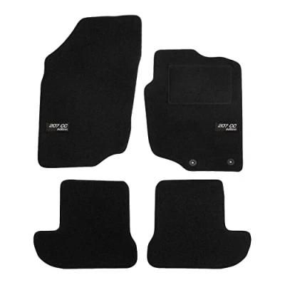 Image of Logo Tailored Black floor Car Mats for 207 CC 2007 2014 4pcs