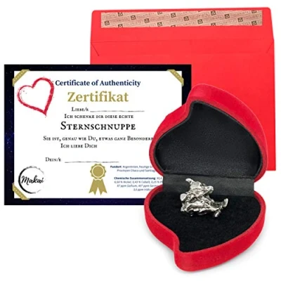 Image of Makai Real Meteorite Shooting Star With Certificate Of Authenticity Gift Card Box Individual Personalisable Dedication (Heart Certificate)