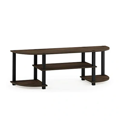 Image of Furinno Turn S Tube Wide TV Entertainment Center, Unit, Stand, Columbia Walnut/Black, 120 (W) x 40 (H) 34 (D) cm