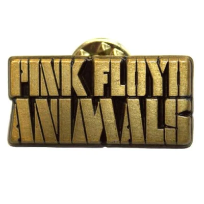 Image of Pink Floyd Animals Gold Text Logo Pin Badge One Size