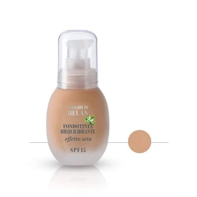 Image of Helan I Colori Hydrating Bio Rebalancing Foundation with Spf 15 &amp; Hyaluronic Acid, Lightweight for a Natural Bright Finish, Long Lasting Makeup Oily Mixed Skin Made in Italy, Sesamo, 30 ml