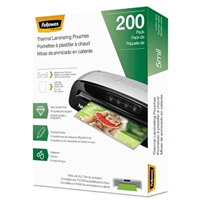 Image of Fellowes Thermal Laminating Pouches, Letter Size Sheets, 5mil 200pk, Clear (5743601)