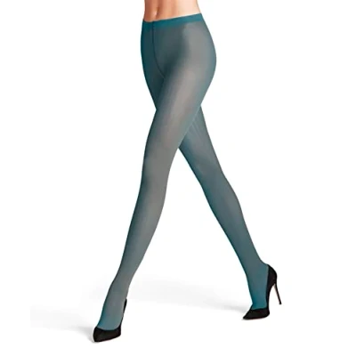 Image of FALKE Women&#039;s Prime Rib 60 DEN W TI Semi Opaque Patterned 1 Pair Tights, Blue (Peacock 6385), M