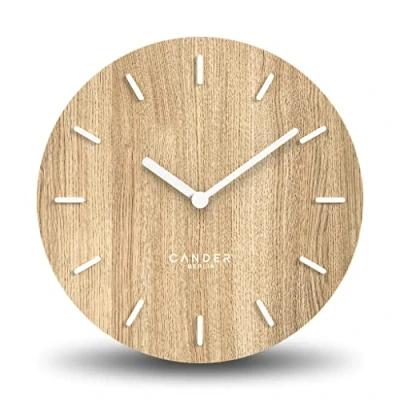 Image of Cander Berlin MNU 2730 B Silent Wooden Wall Clock 30 cm Modern Oak Veneer No Ticking Noise Kitchen Living Room Analogue Vintage