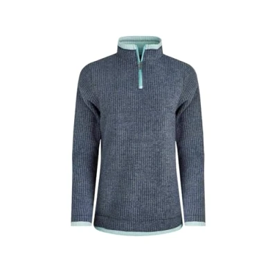 Image of Weird Fish Beye Eco 1/4 Zip Grid Fleece Rich Navy Size 10