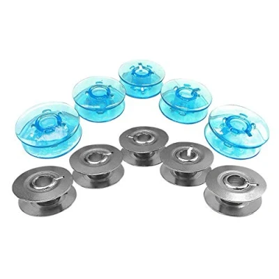 Image of ZickZackNaehmaschine Blue Bobbins and Metal Spools for Pfaff Hobbymatic 800, 801, 802, 803, 806, 807, 808, 809, Pack of 10