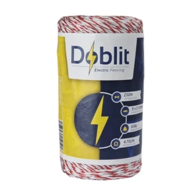 Image of DOBLIT Poly Wire Electric Fencing Conductor 6 Strand 9 Multi Colour Paddock Cattle Sheep Horse Pets Crop Protection Pest Deterrent (Red and White 250m)