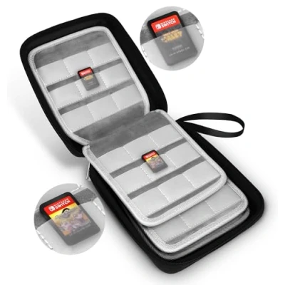 Image of DBCOAST Nintendo Switch Game Case Transparent Pocket Bag for Storing 72 Cards Black