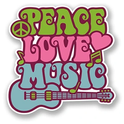 Image of 2 x 10cm/100mm Love Peace Music Vinyl Sticker Decal Laptop Travel Luggage Car Bike Sign Fun #5939