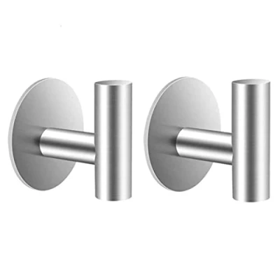 Image of Belerry 2 Pcs Self Adhesive Towel Hooks Coat Robe Stainless Steel Heavy Duty Wall for Bathroom Kitchen and Bedroom (Silver)