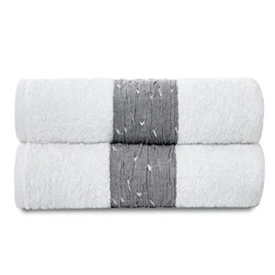 Image of GC GAVENO CAVAILIA Bath Towels Set of 2, 600 GSM Egyptian Cotton Towel, Machine Washable Bathroom Towels, Quick Dry Towel Set, White, 70X120
