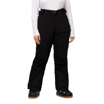 Image of Ulla Popken Women&#039;s Functional ski Trousers, Waterproof, Plain Pants, Black, 16