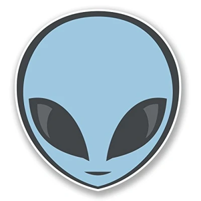 Image of 2 x Alien Vinyl Sticker iPad Laptop Car Skateboard Skate Helmet Space UFO #4474 (9.2cm Wide 10cm Tall)