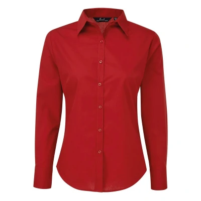 Image of Premier Womens/Ladies Long Sleeved Shirt (Red) Size 30