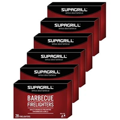 Image of Supagrill Barbecue Firelighters Safe Odourless Instant for Stoves Grills Campfires (168 Firelighters)