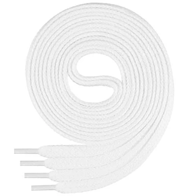 Image of Di Ficchiano 1 pair of quality polyester shoelaces, tear proof, flat, approx. 7.0 mm wide, 15 colours, 70 200 cm long White