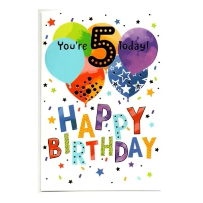 Image of Birthday Card for Five (5) 5th Year Old Boy Free Post (UK)