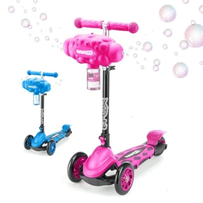 Image of Xootz Kids Bubble Go Foldable Scooter, 3 Wheel Tri Scooter with Machine, Tilt and Turn, Age 3+, Pink